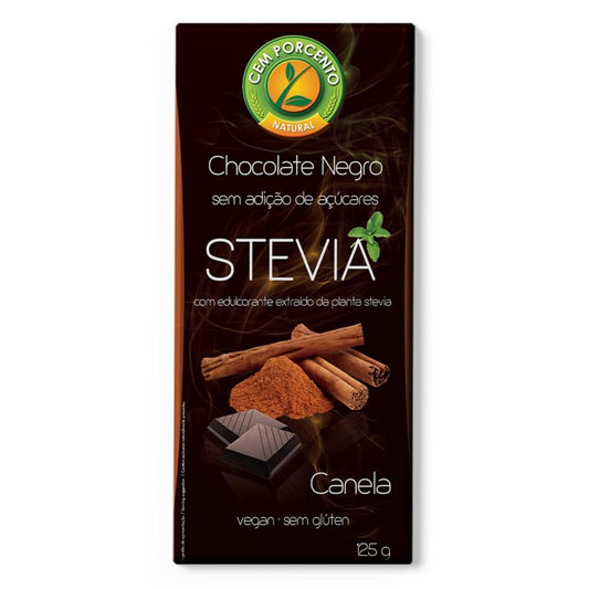 Chocolate Negro 60% Com Stevia E Canela Cem Porcento 125g