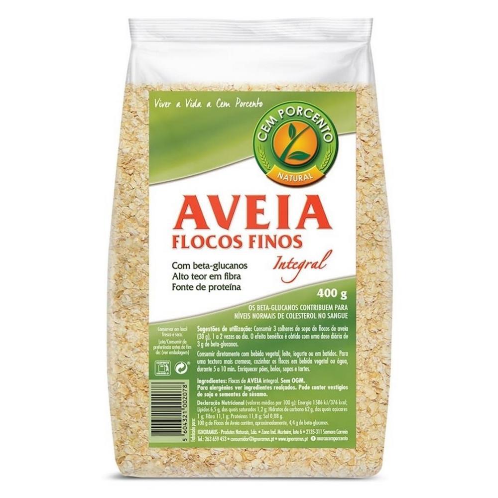 Flocos De Aveia Finos Integrais Cem Porcento 400G